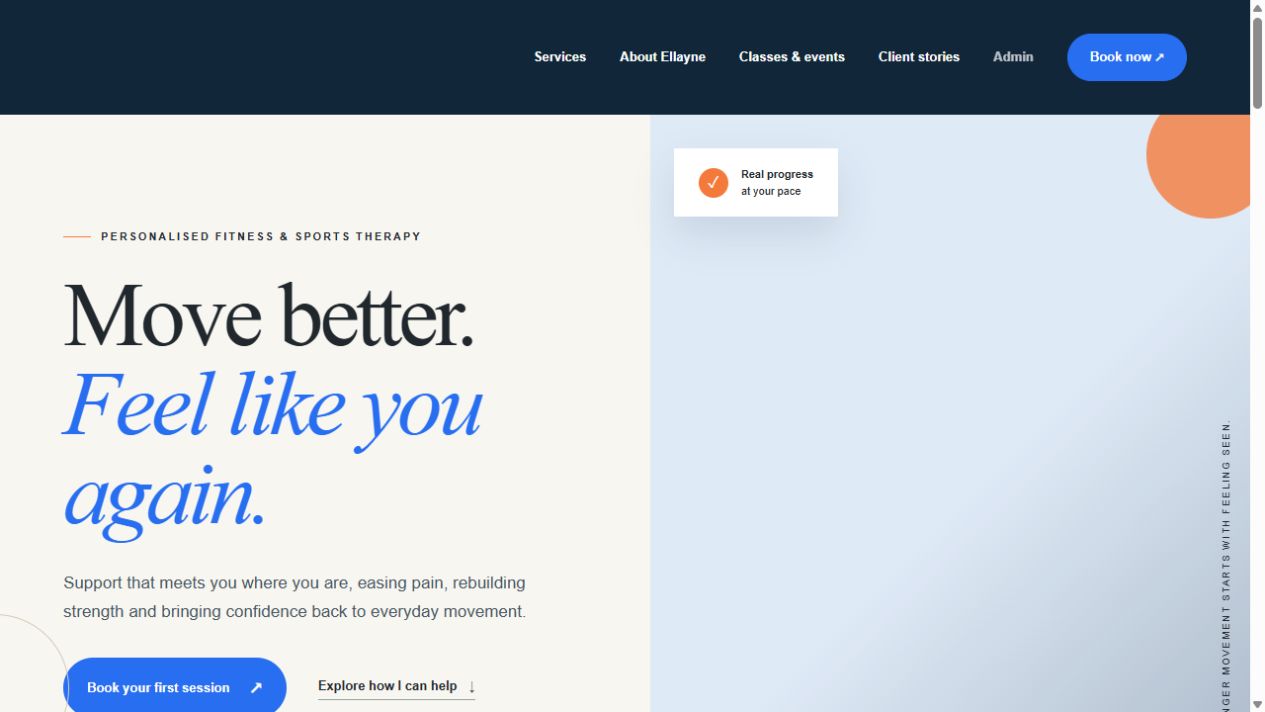 E Fitness and Therapy website