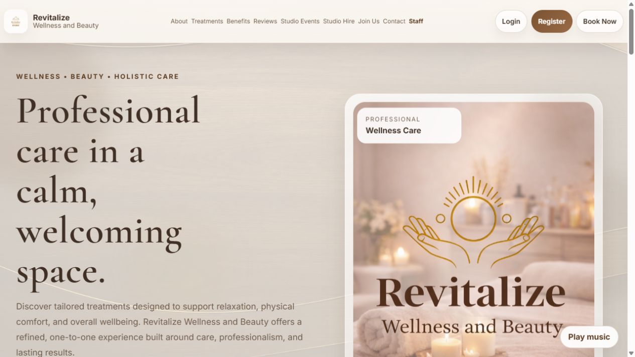 Revitalize Wellness and Beauty website