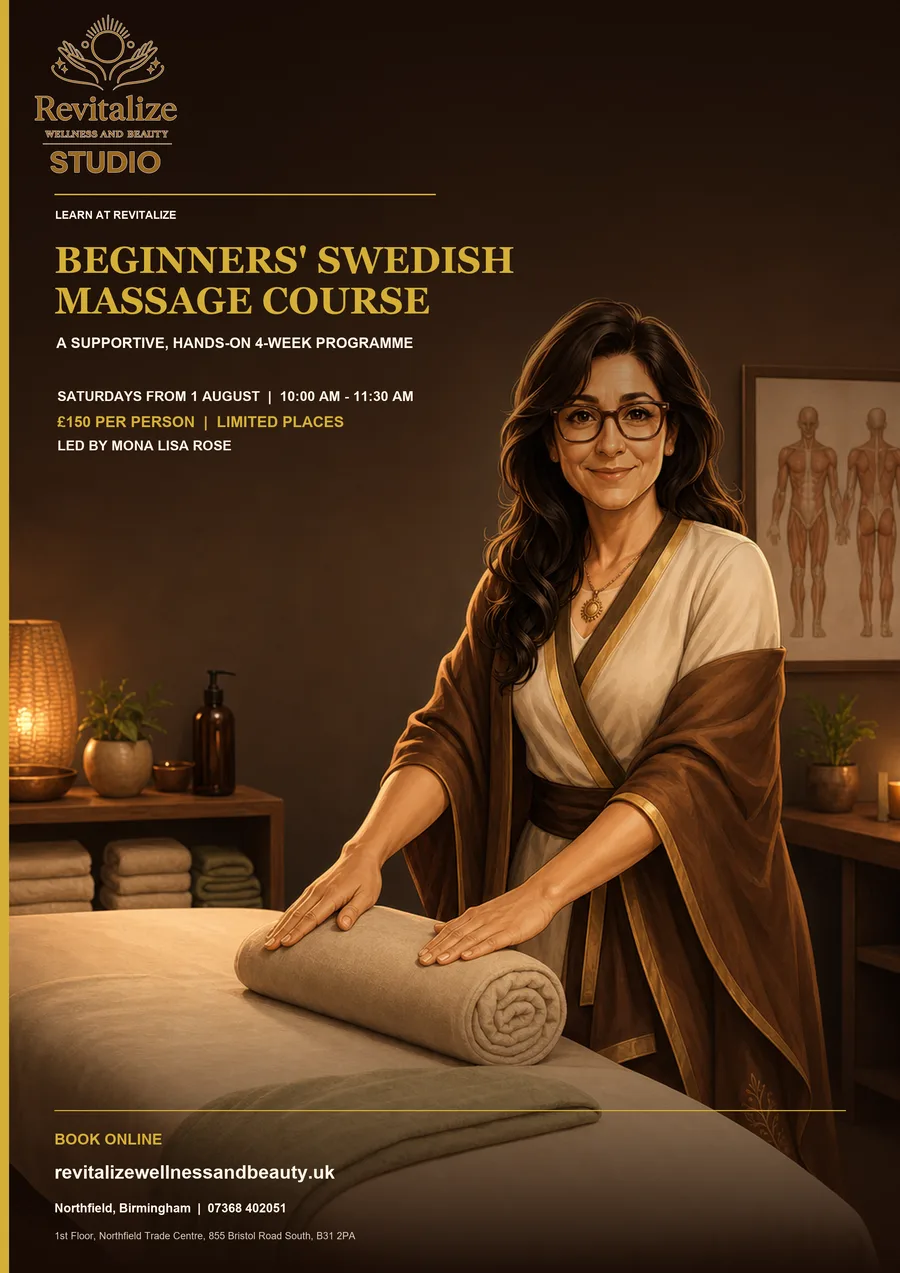 Revitalize Swedish massage training campaign poster